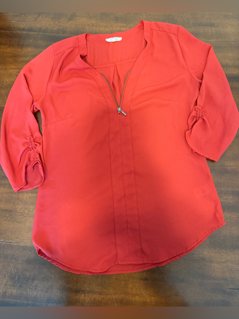 Maurices Red Lightweight Blouse with Subtle Stitch Detail
